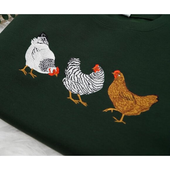 Women's Cotton Polyester Chicken Sweatshirt Embroidered Casual Top - Picture 4 of 5